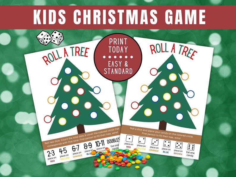 Christmas Games for Kids, Roll A Tree Dice Game, Christmas Games for Family, Christmas Games for School, Games with Candy, Holiday Games image 1