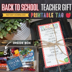 Back to School Teacher Gift / Teacher Survival Kit / Candy Gift Tag / Teacher Gifts / Teacher Gift Ideas / Candy Gifts / Instant Download