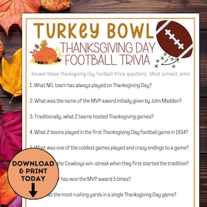 Thanksgiving Trivia Game / Thanksgiving Fowl Play Turkey Game / True or False / Printable Party Games / Friendsgiving Games / Turkey Trivia