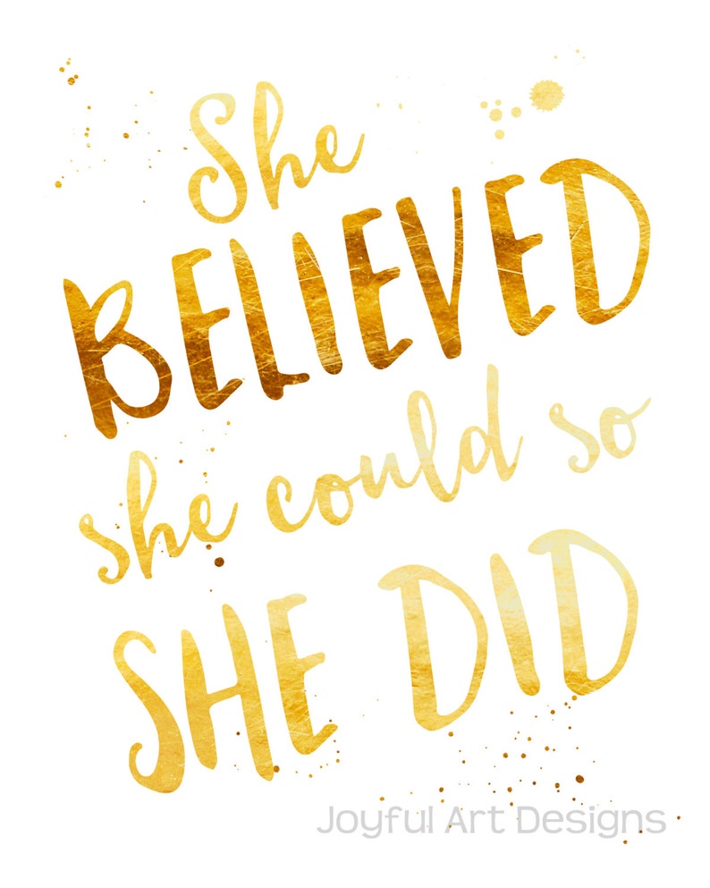She Believed She Could So She Did Watercolor PRINTABLE sign. | Etsy