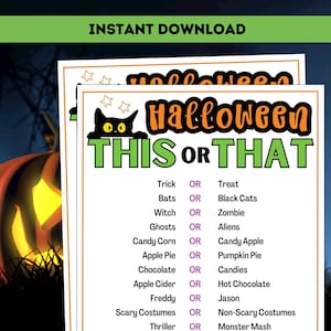 Halloween This or That / Halloween Party Games / Printable Halloween Games / Halloween Activities for Kids & Adults / Would You Rather