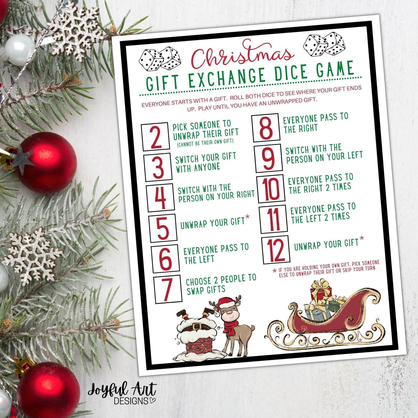 Christmas Gift Exchange Dice Game / Roll the Dice Holiday Gift Etsy
