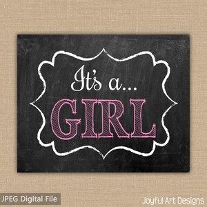 Gender Reveal Printable sign. It&#39;s a BOY. It&#39;s a GIRL. Chalkboard sign. Instant Download  2 DIGITAL files.