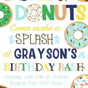 Dunk and Donuts Birthday Invitation. Donut Party Invitations. Donut Boy Birthday. Donut Party Supplies. Printable Invitations & Thank You image 3