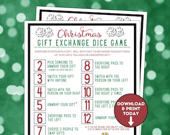 Christmas Gift Exchange Dice Game / Roll the Dice Holiday Gift Exchange Game / Christmas Day / Christmas Party Games / Dice Game
