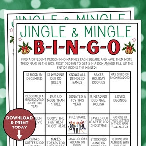 Jingle and Mingle Bingo Christmas Game, Find Someone Who Bingo Game, Christmas Icebreaker, Holiday Office Party, Jingle and Mingle Party