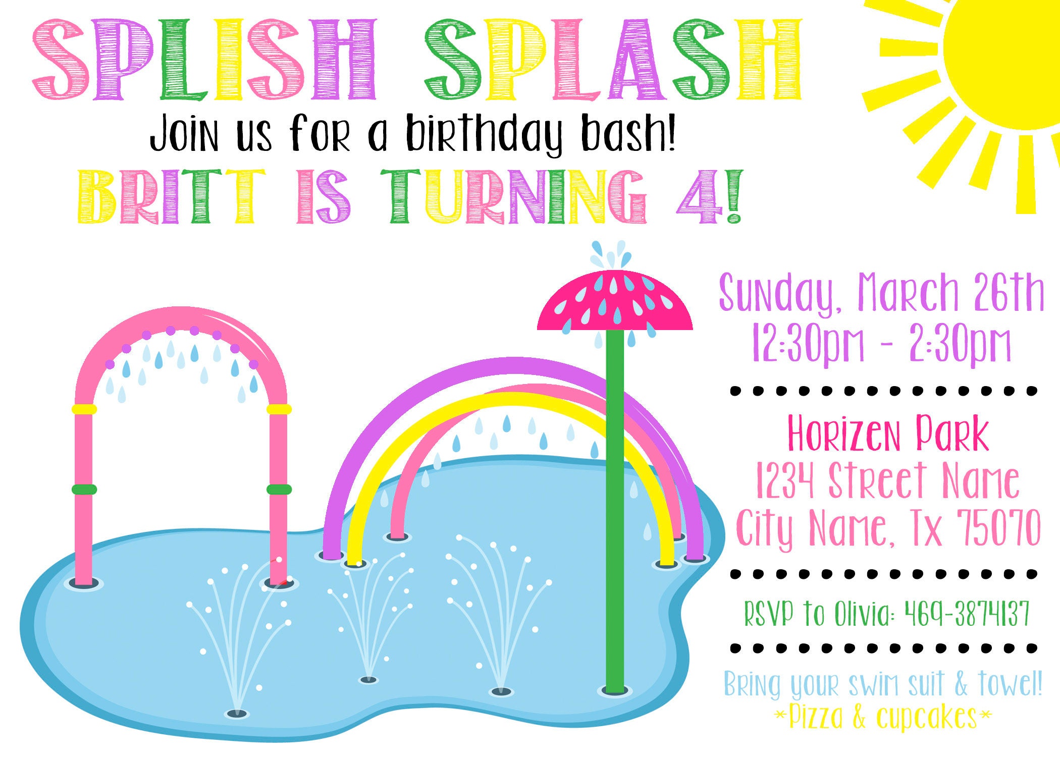 Splash Pad Party Invitation. Park Birthday Party Invite. Party Etsy