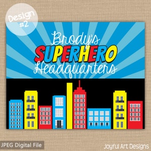 Superhero Headquarters PRINTABLE. Superhero Birthday Party. Custom ...