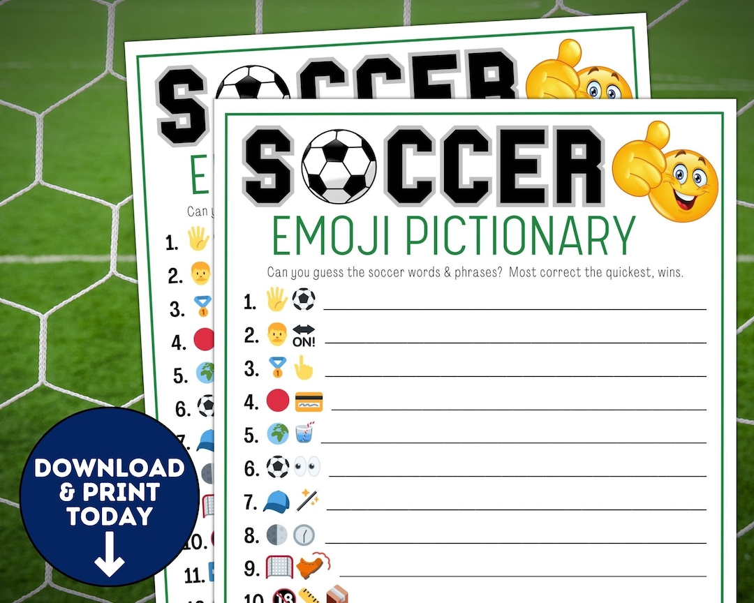 Soccer Emoji Pictionary / Printable Soccer Team Party Games / Soccer
