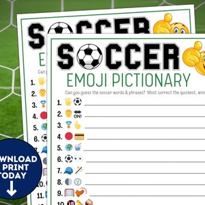 Soccer Emoji Pictionary / Printable Soccer Team Party Games / Soccer Games for Kids & Adults / World Cup Activities / Birthday Games