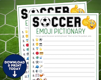 Fußball Emoji Pictionary / Druckbare Fußball-Team-Party-Spiele / Fußball-Spiele für Kinder und Erwachsene / WM-Aktivitäten / Geburtstagsspiele