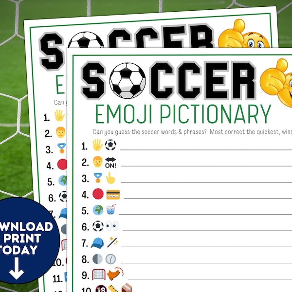 Soccer Emoji Pictionary / Printable Soccer Team Party Games / Soccer Games for Kids & Adults / World Cup Activities / Birthday Games