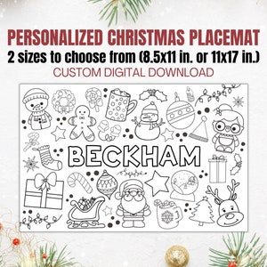 Christmas Placemat Printable, Christmas Activities for Kids, Christmas Coloring Pages, Personalized Christmas for Kids, Custom Place Setting