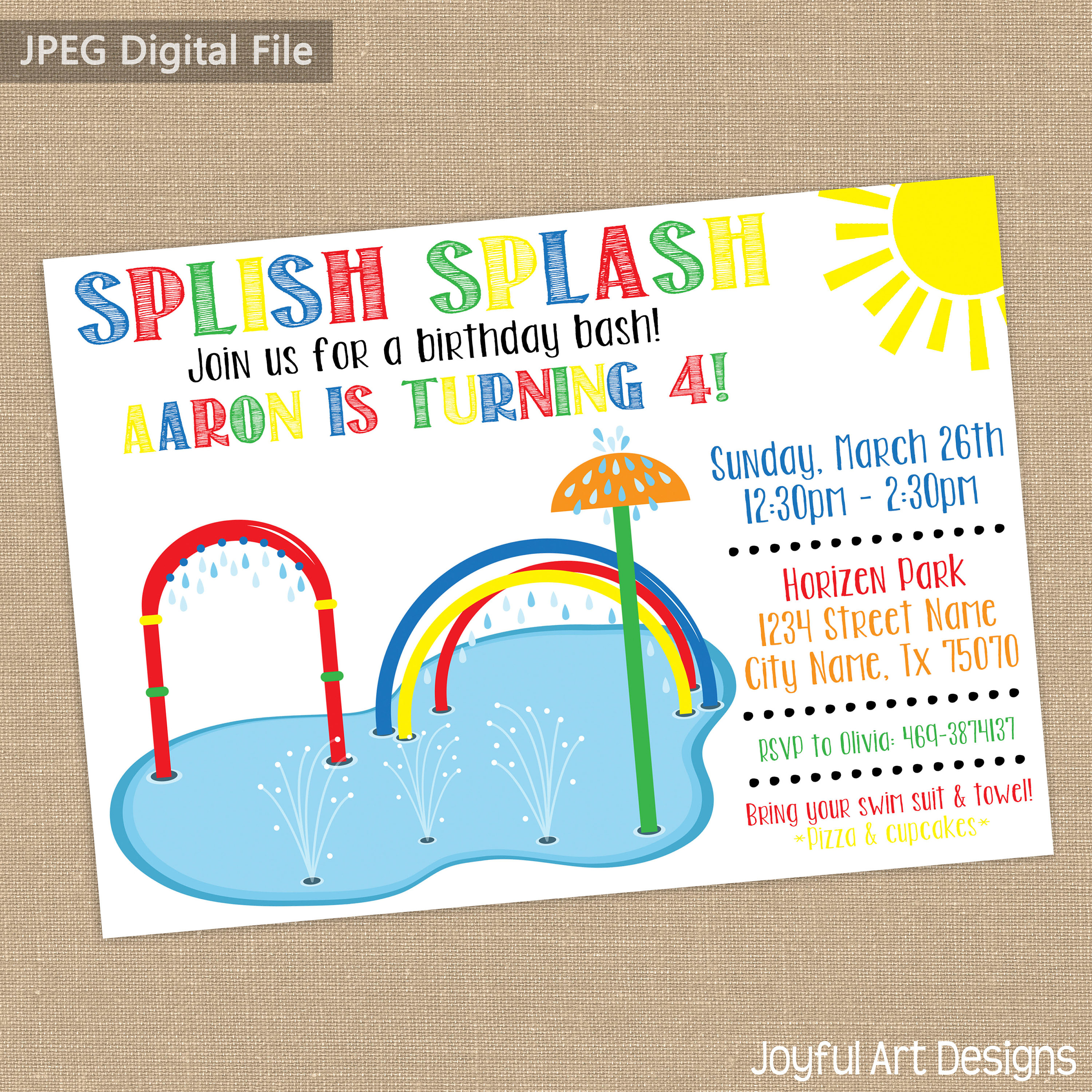 Splash Pad Party Invitation. Park Birthday Party Invite. Party Etsy