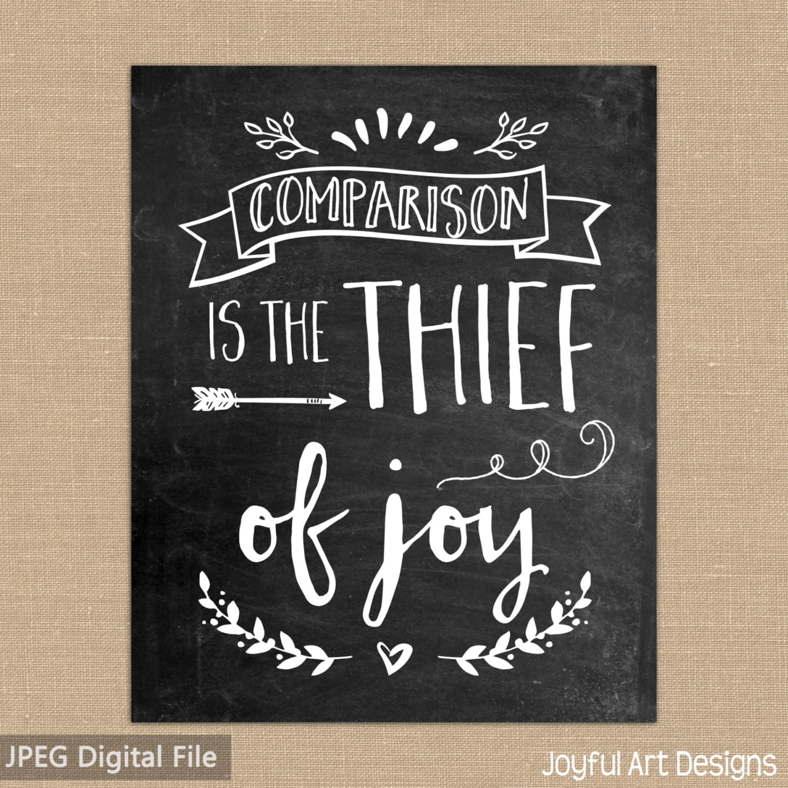 Comparison is the Thief of Joy PRINTABLE Chalkboard Sign. Etsy