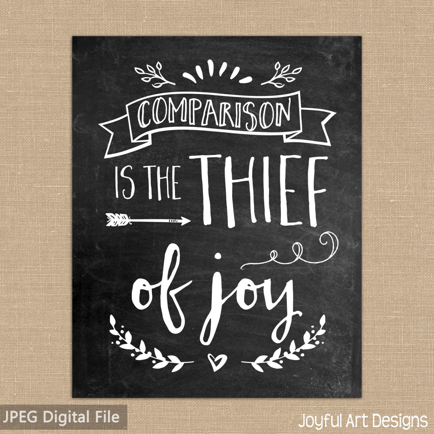 Comparison is the Thief of Joy PRINTABLE Chalkboard sign. Etsy