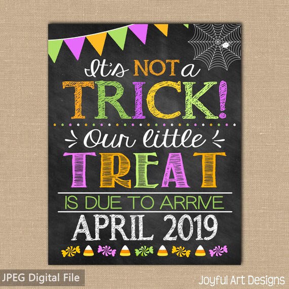 Halloween Pregnancy Announcement. Trick or Treat. Fall Baby
