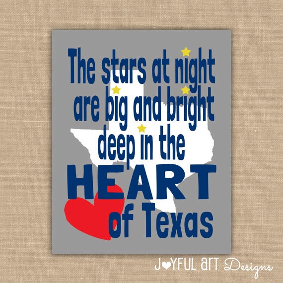 Texas Wall Art PRINTABLE. the Stars at Night Are Big and Bright