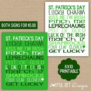 St. Patrick&#39;s Day Decor Subway Art PRINTABLE. St. Patty&#39;s Day sign. 8x10 DIGITAL Instant Download.