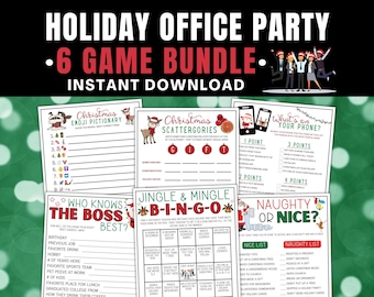 Pacchetto giochi per feste in ufficio / Giochi per feste in ufficio / Giochi di Natale stampabili per lavoro / Giochi per adulti / Giochi per feste di lavoro