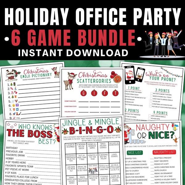 Holiday Office Party Game Bundle / Office Work Party Games / Printable Christmas Games for Work / Games for Adults / Work Party Games