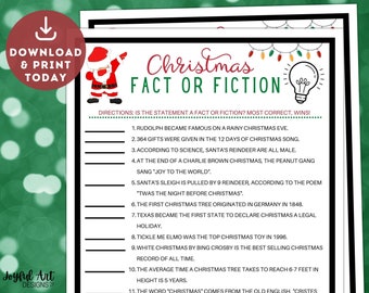 Christmas Fact or Fiction Game / Christmas Party Games / Fun Christmas Games for Adults and Kids / Christmas Printable Game / X-Mas Trivia