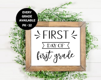 Señales IMPRIMIBLES del primer día de clases / Todos los grados / Señales de regreso a la escuela / Señales del primer día de clases para foto / Primer día de jardín de infantes