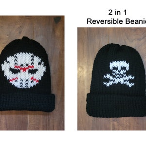 PDF DIGITAL PATTERN Jolly Roger Hockey, Reversible, Child to Adult size Beanie Pattern for Addi Express Knitting Machine