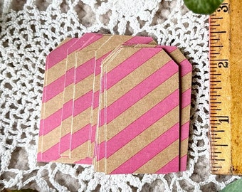 70 Pink Striped Gift Tags, Kraft Paper Tags, Shipping Tags, Paper Labels, Tag Labels, Parcel Tags, Packaging Gift Wrapping Scrapbooking