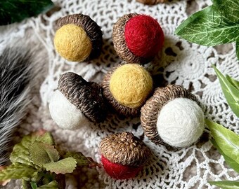 Needle Felted Acorn Collection, Cute Fall Decor, Handmade Wool Decor, Handcrafted Fiber Art, Acorn Decor, Nursery Decor, Handmade