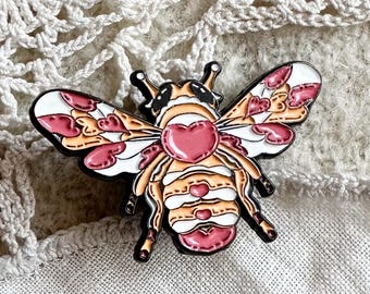 Adorable Heart Bumble Bee Enamel Pin, Cute Insect Metal Pin, Collectible Honey Bee Pin, Funny Bug Pins, Cute Gift, Accessories