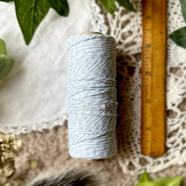 Partial Spool Baby Blue Baker’s Twine - Light Blue & White, Pastel Packaging Gift Wrapping Scrapbooking Wedding Party