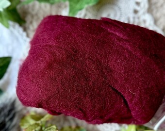 2.25 oz Deep Maroon Felting Wool No. 48 - Needle Felting, Felting Supplies, Bulk Wool, Corriedale Crafting Felt Supplies Scrapbooking