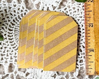 70 Yellow Striped Gift Tags, Kraft Paper Tags, Shipping Tags, Paper Labels, Tag Labels, Parcel Tags, Packaging Gift Wrapping Scrapbooking