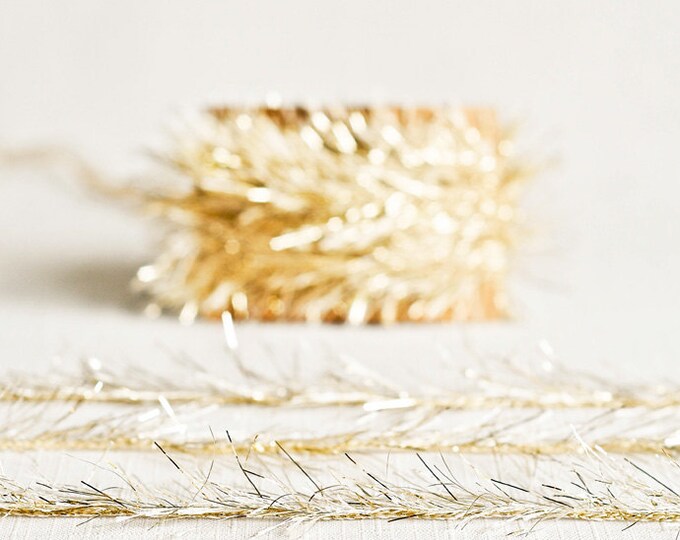 Tinsel Twine in Light Gold 6 Yards Christmas Holiday Ribbon Cord