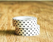 Washi Tape in White & Black Polka Dots - 15mm x 15m - Roll Japanese Masking Cute Party Pretty Festive Gift Wrapping Packaging Fun Retro
