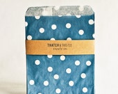 Paper Bags in Navy Blue Polka Dots - Set of 20 - 5x7 Party Favor Kraft Gift Wrapping Invitations Packaging Embellishment Sacks Merchandise