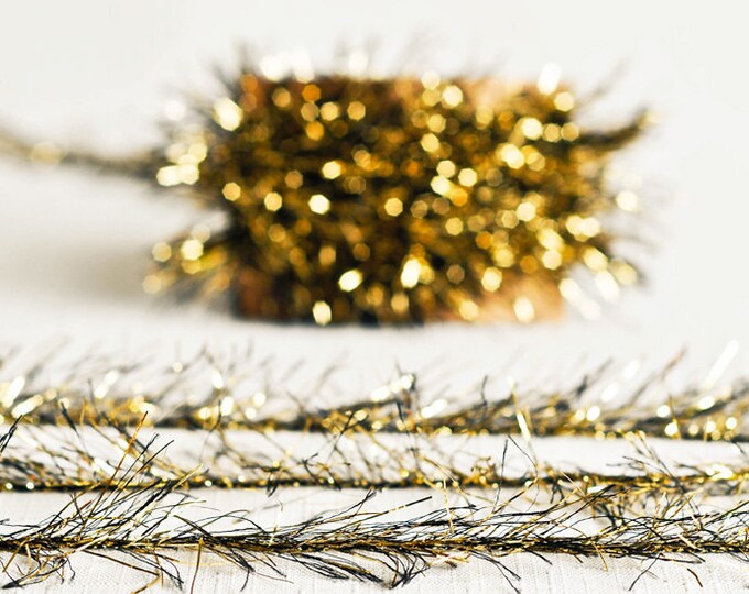 Tinsel Twine in Black & Gold 6 Yards Christmas Halloween Ribbon Cord