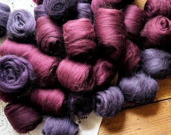 Bulk 9 oz Purple Felting Wool Bundles - Needle Felting, Felting Supplies, Bulk Wool, Crafting Felt Supplies Scrapbooking