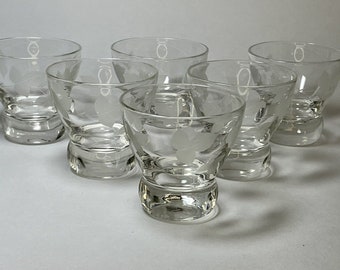 Vintage Cosmopolitan Glasses 4 Oz. Set of 6 Frosted Ivy Design Barware 2.75”