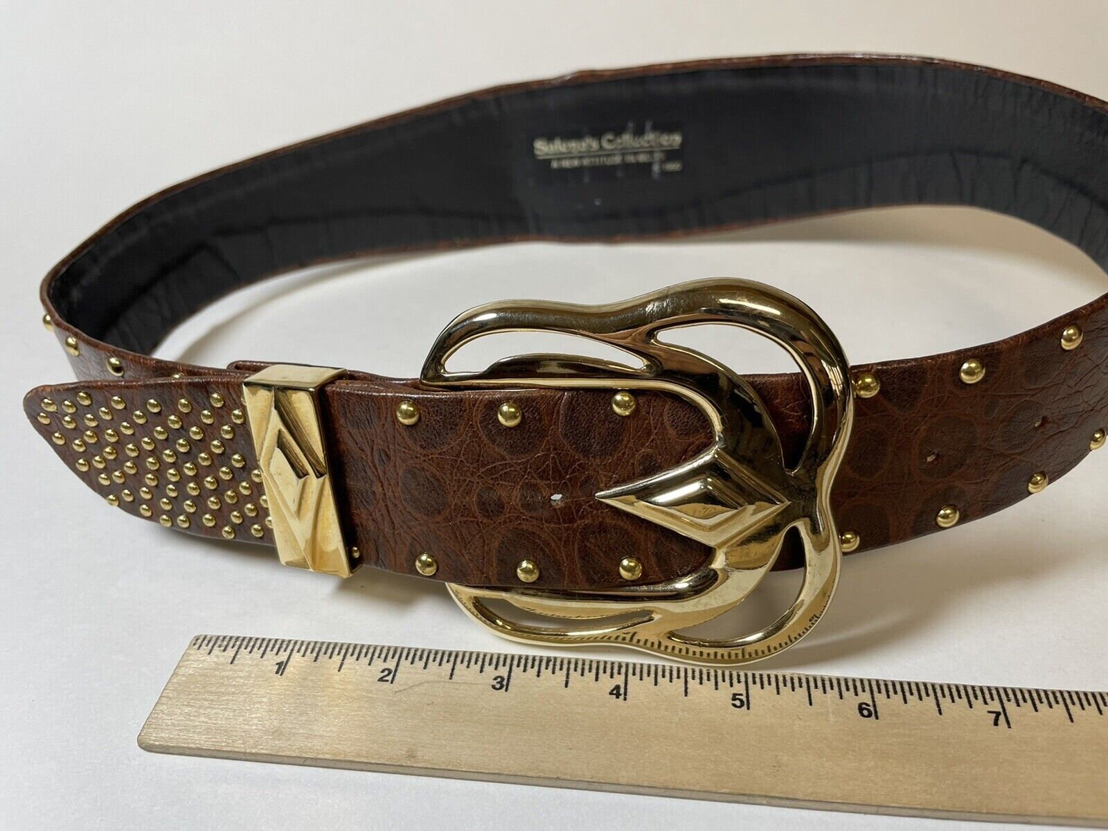 Vintage Salena’s Collection Belt Embossed Leather Black Art Deco Gold Buckle IMG_8413.jpg?v=1725049405&  main image 2