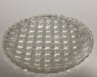Vintage Cane Octagonal Hobnail Glass Salad Plate 7.25"