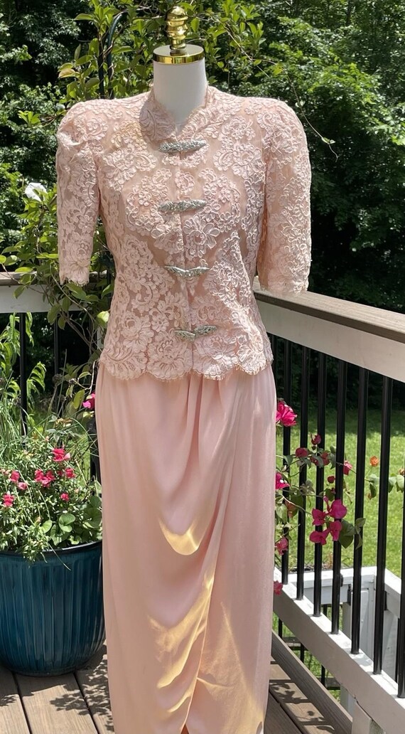 pink lace jacket dress Long Sleeve Pink Lace Jacket 10 / Pink Carnation