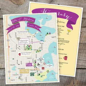 Custom Map Design, Winter Park Map, Wedding Map ,Destination Wedding, Florida Map Design, Custom Illustrated Map, Itinerary, Out of town bag