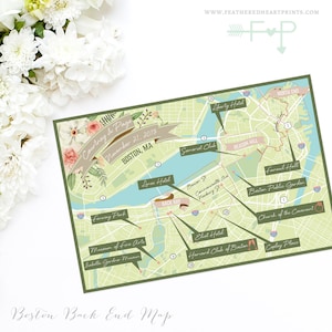 Custom Wedding Map, Custom Boston Map, Boston Back End Map, Custom Map Design, Custom Illustrated Map, Map Itinerary, Out of town bag Map