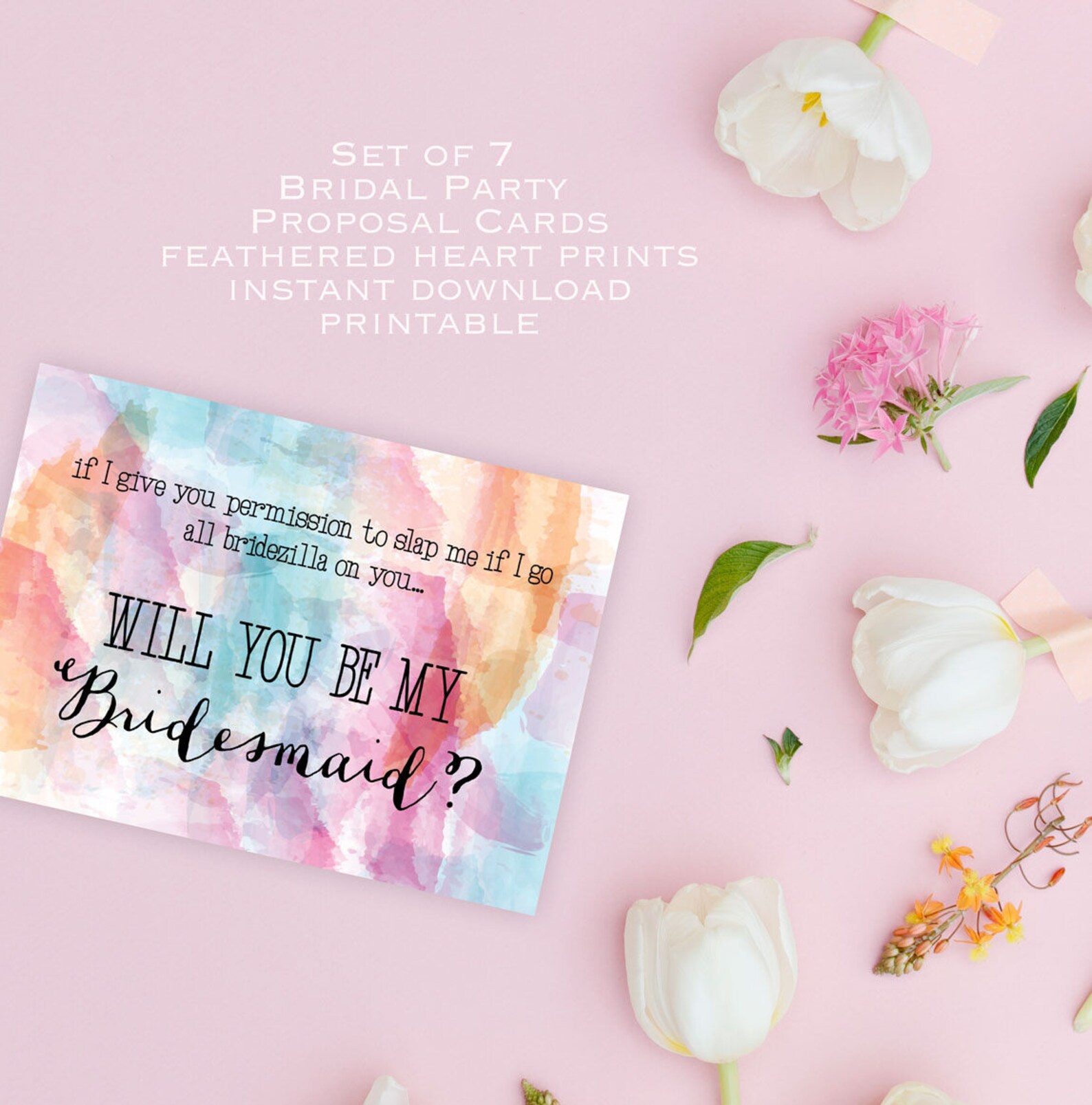 Instant Download Bridal Party Proposal Cards Will You Be My - Etsy