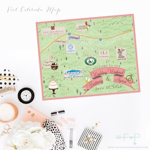Custom Wedding Map, Custom Vail Colorado Map, Vail CO wedding Map, Custom Map Design, Custom Illustrated Map, Itinerary, Out of town bag
