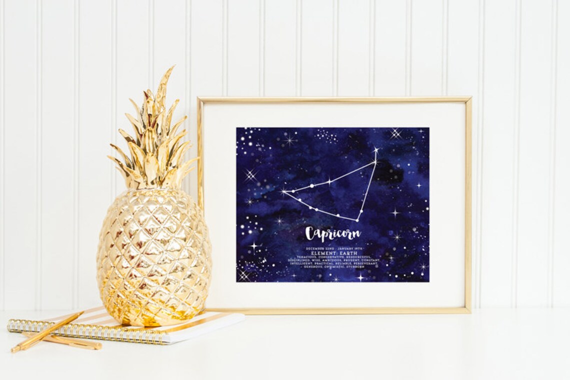 Capricorn Wall Art Printable Instant Download File Zodiac Etsy