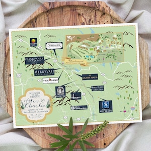 Custom Map, Napa Valley Map, Wedding Map ,Destination Wedding, California Map Design, Custom Illustrated Map, Wedding Itinerary, Guest bag
