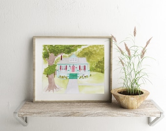 Custom Watercolor House Painting, Home Portrait, Housewarming Gift, Hand Painted House, Moving Announcement, New Home Gift, Painted Home